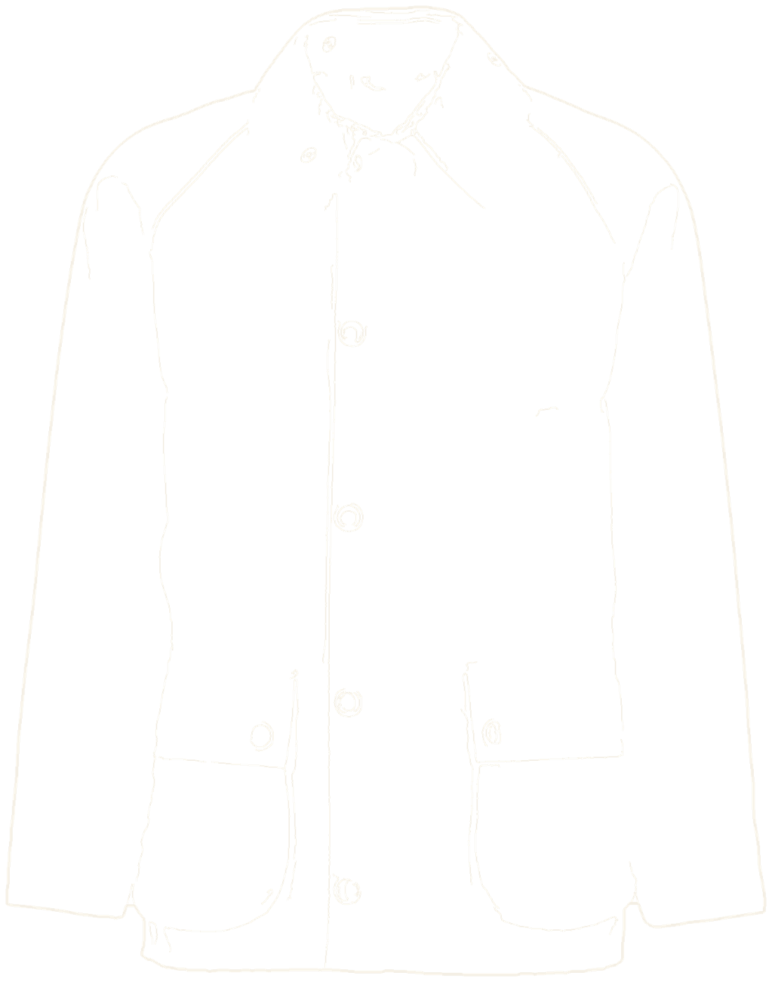 Technical line drawing of a waxed field jacket